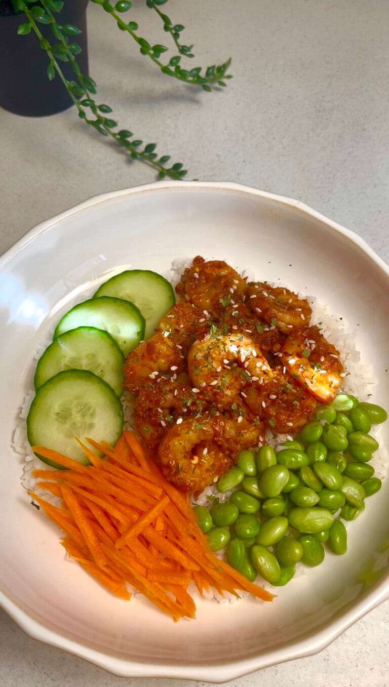 Chilli Garlic Prawn Rice Bowl